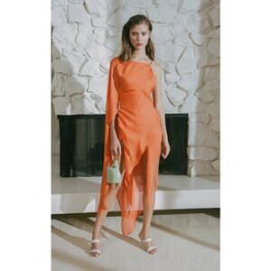 Cult Gaia Aliza Orange Asymmetric Silk Dress NWT Size XS